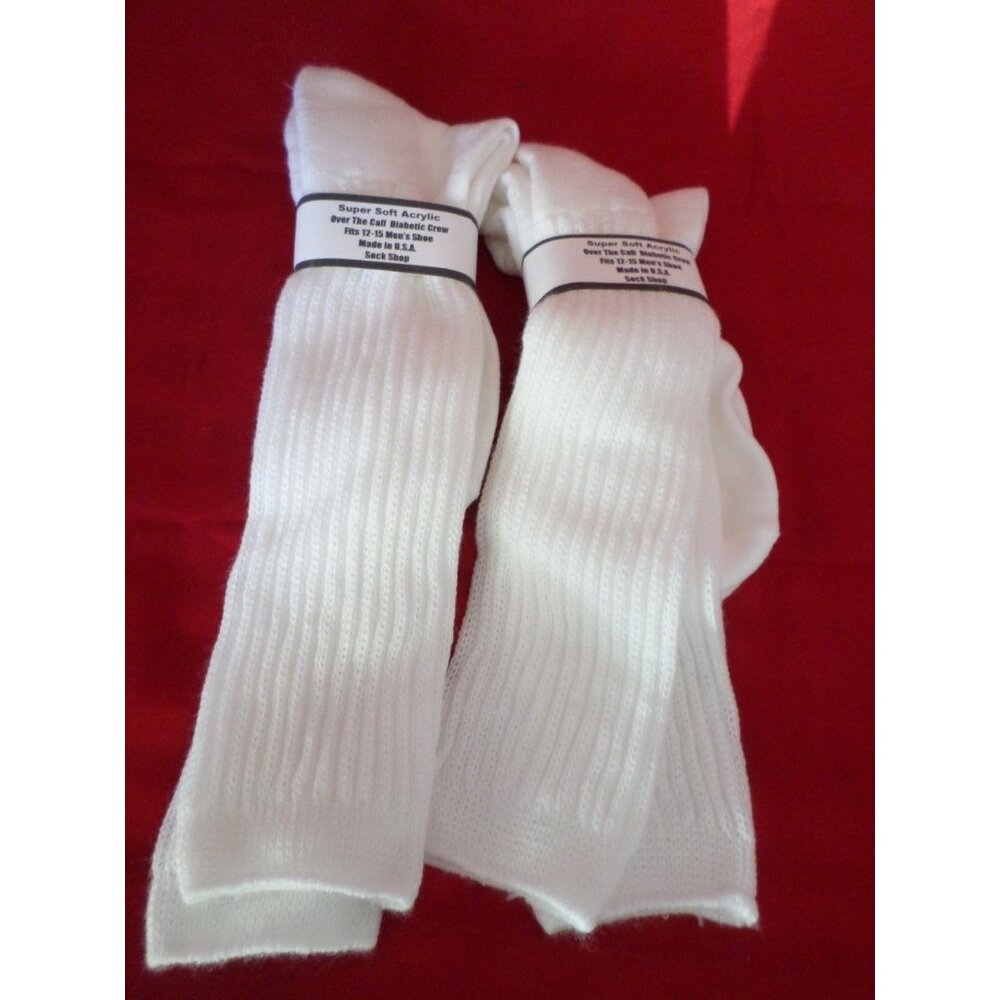 2 Pair Mens Over the Calf Diabetic Sock Acrylic Super Soft 12-14 XL  USA